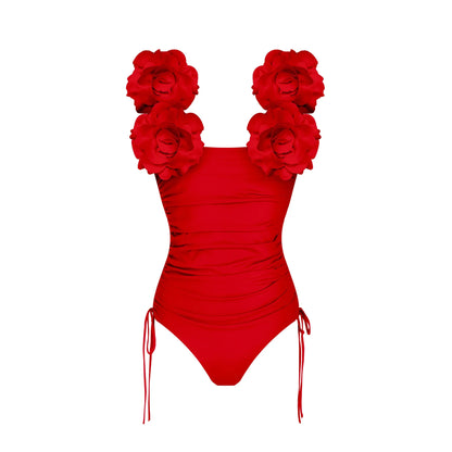 3D Flower Bikini Set  Low Waist Swimwear , Women Solid , Sexy Beach Wear Female.