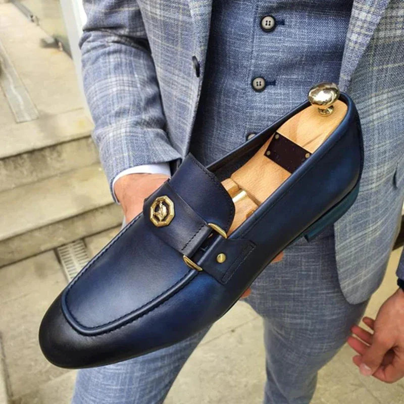 New Black Loafers, Men Slip-On Round Toe Fashion Dress Shoes, for Men Size 38-47.