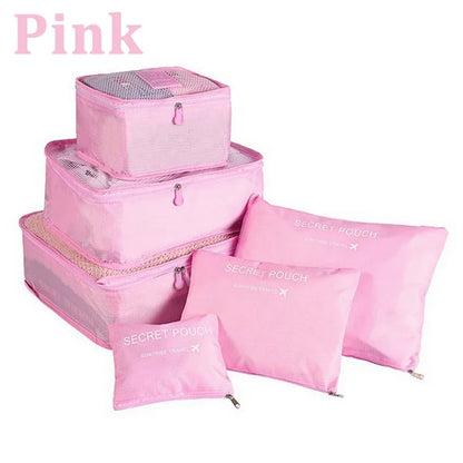 6pcs Set Travel Storage Bags | Suitcase Packing Set & Portable Luggage Organizer (Clothes Shoe Foldable Organizer)