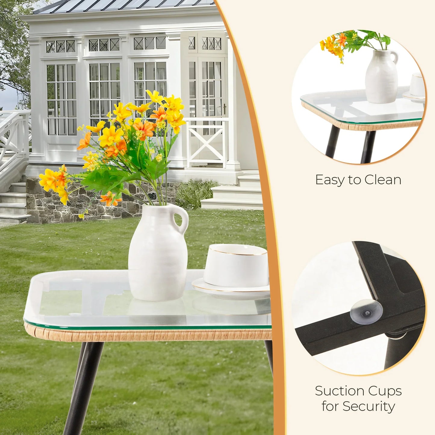5 Piece Patio Furniture Set, Outdoor Wicker Small Conversation Bistro Set.