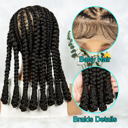Cornrow & Bantu Knots Braided Wig | Stitch Braids | Full Lace | Synthetic Hair | Kima Wigs