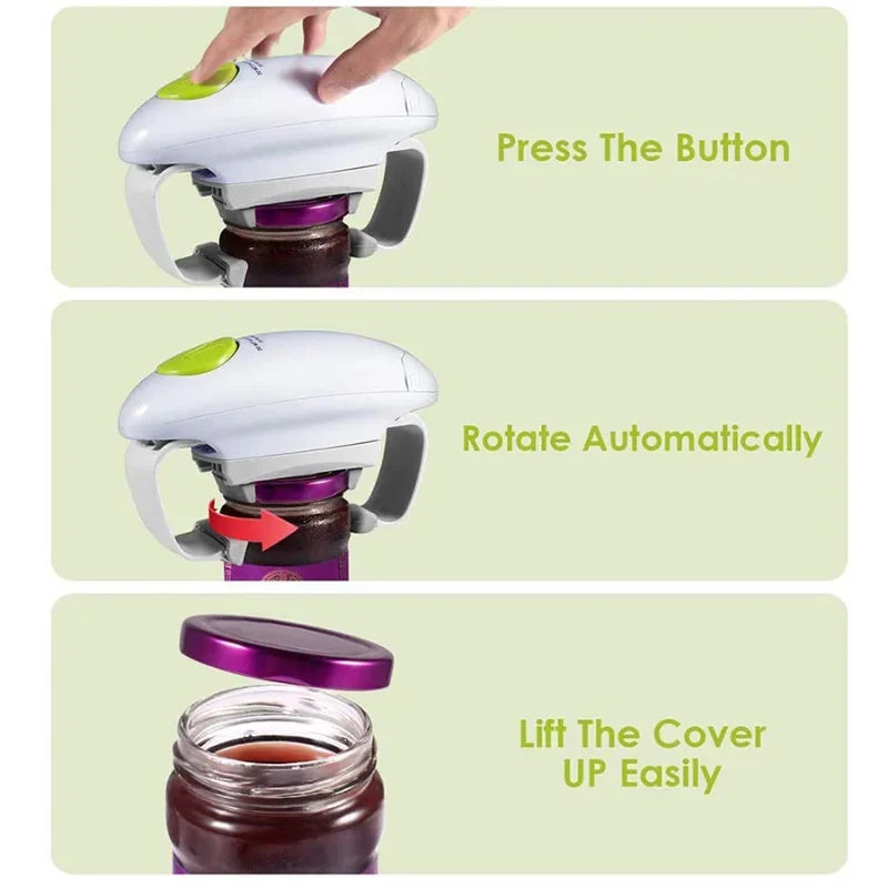 Electric Can Opener, Smooth Edge Automatic Jar Bottle Openers, Double Ear Can Opener.