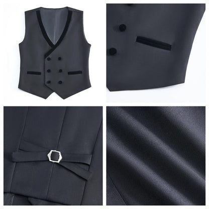 2025 New Kids Suit Set, 4 Pieces Formal  Suits for Boys, Jacket, Vest, Pants, Bowtie Velvet Collar.