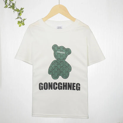 Summer Baby Girl Clothes Kid Boy Cartoon Bear T-Shirts Pants Suit Children Short Sleeve Top and Bottom 2 Pieces Set