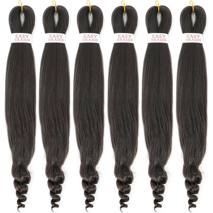 Pre-Stretched French Curly Braiding Hair - Natural Black Crochet Braids (Hot Water Setting)