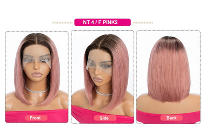 180% Density Honey Blonde Bob Wig | Straight T-Part Lace Front Brazilian Human Hair