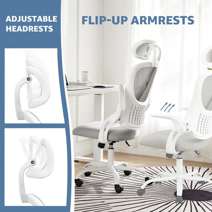 JHK Mesh Ergonomic Office Computer Desk Chair, Flip-up Arms, Adjustable Headrests.