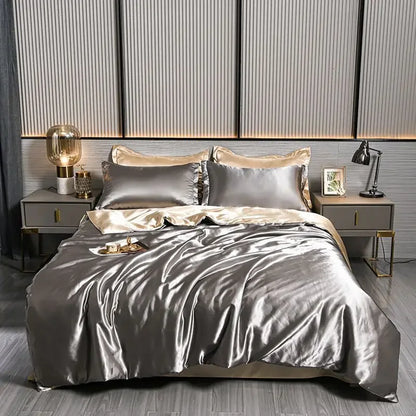 Luxury 100% Silk Bedding  with Duvet Cover4pcs Bed Cover