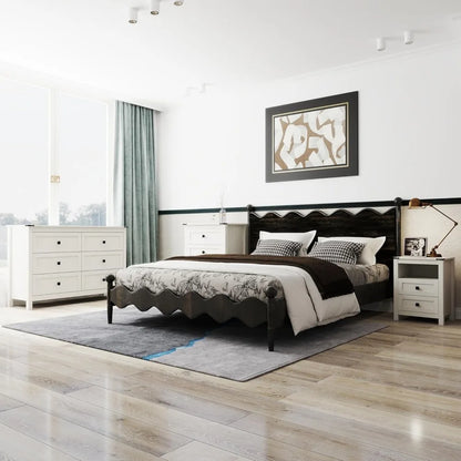 3 Pieces Bedroom Furniture Set, Rustic Wood 6 Drawer Dresser and Nightstands, Chest of Drawers.