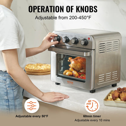 18L 1700W Air Fryer Toaster Oven Stainless Steel. Toaster Ovens Combo with Grill.