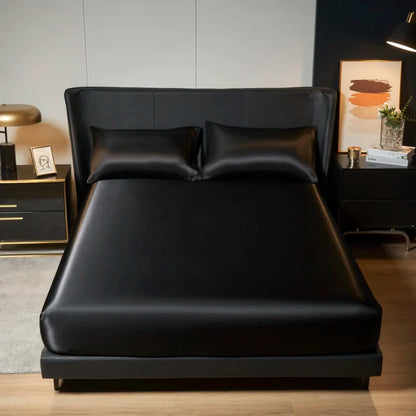 Elegant Satin Fitted Bed Sheet- Luxurious 35cm Height, Universal King/Queen Size.