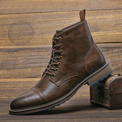 Brogue Chelsea Men's Boots | American Style Comfortable Fashion Leather Boots (Low Heel)