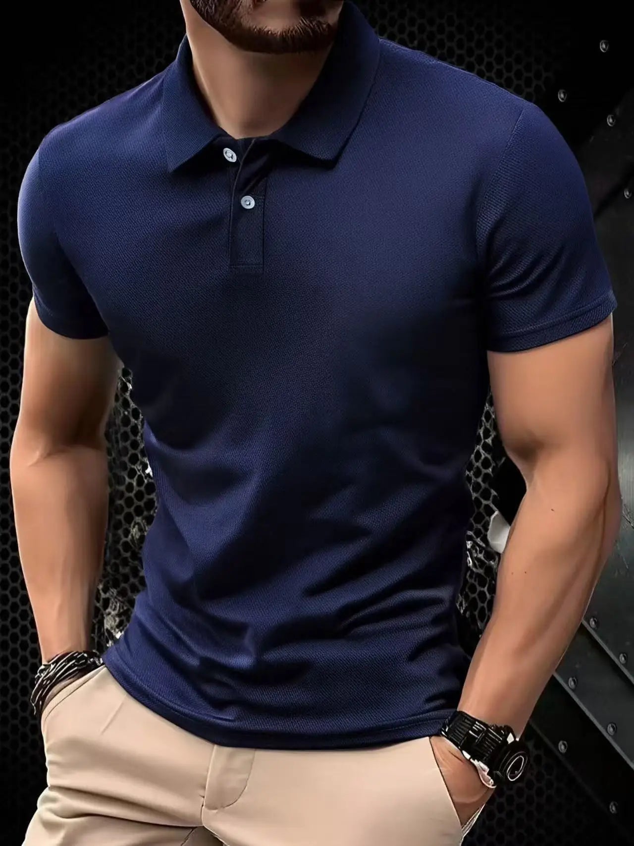 Solid color polo shirt ultra-light men, quick-drying sweat shirt.