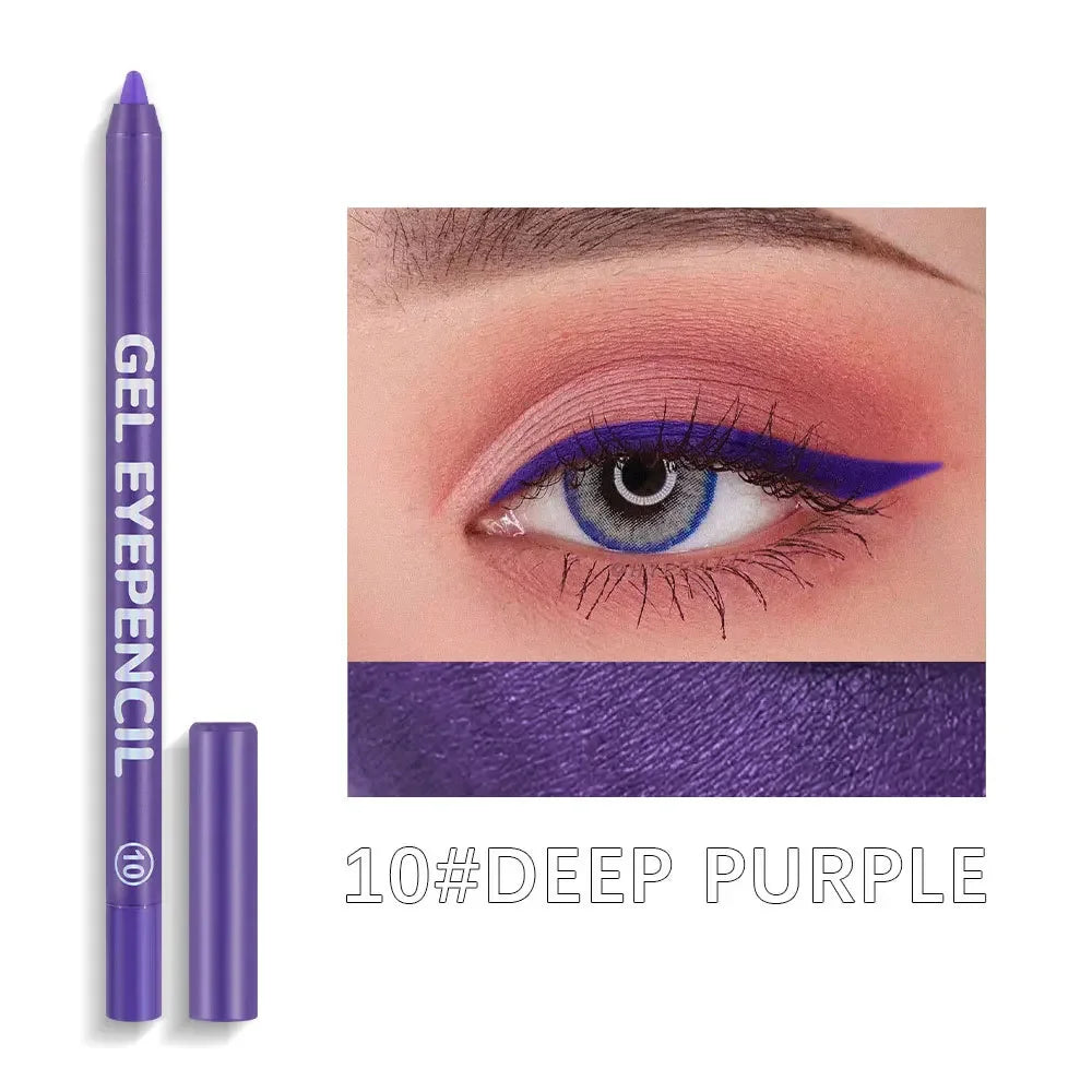 12 Colors Shine Pearlescent Eyeliner Pencil Waterproof Eyeliner Gel Pen