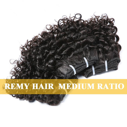 6" Bouncy Curly Indian Remy Hair Bundles | Double Drawn | Natural Black & Brown | Sew-In Extensions