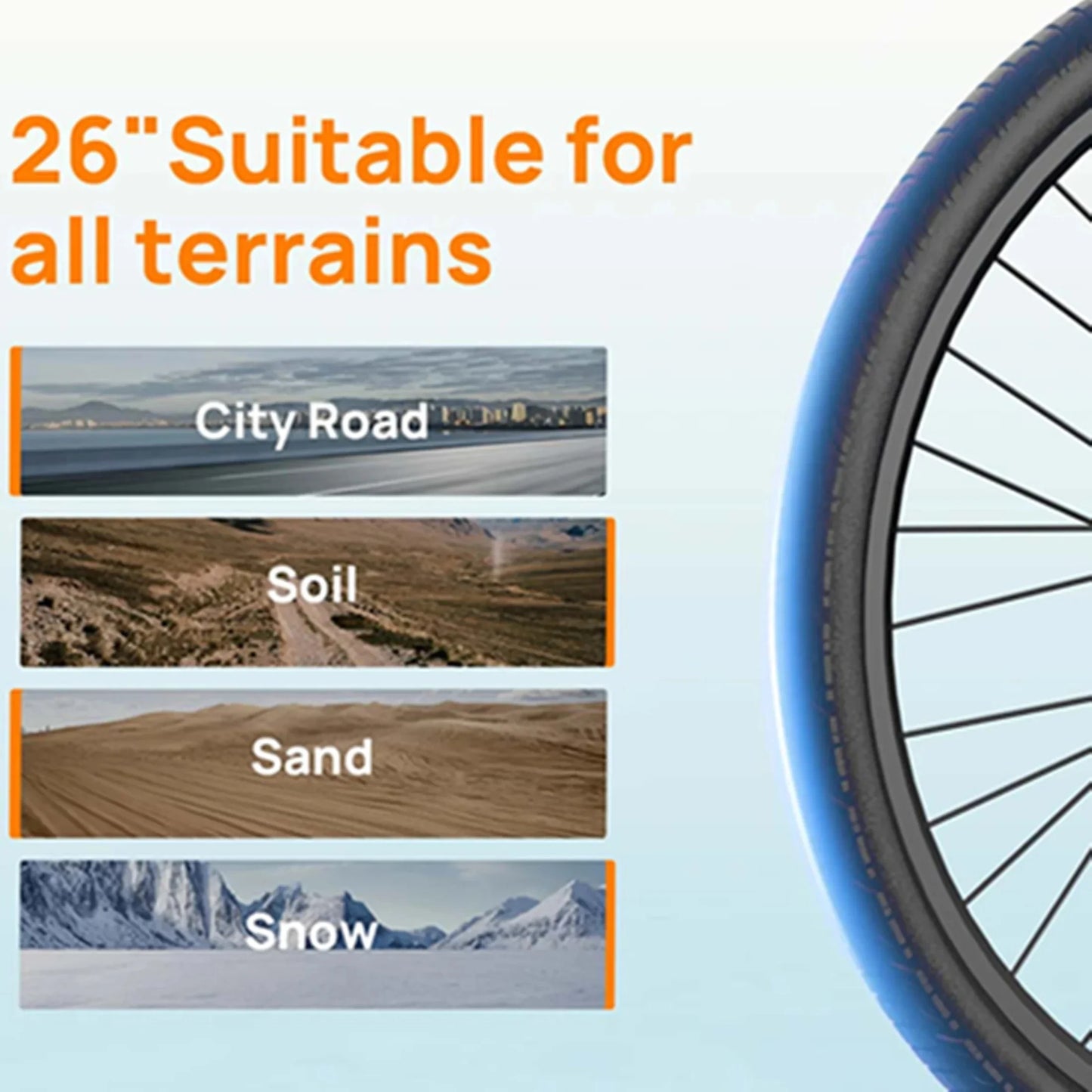 750W E26 Electric Bike 26x2" Commuter 48V 10.4Ah Removable Battery, 20MPH Speed 7-Speeds LCD Display.