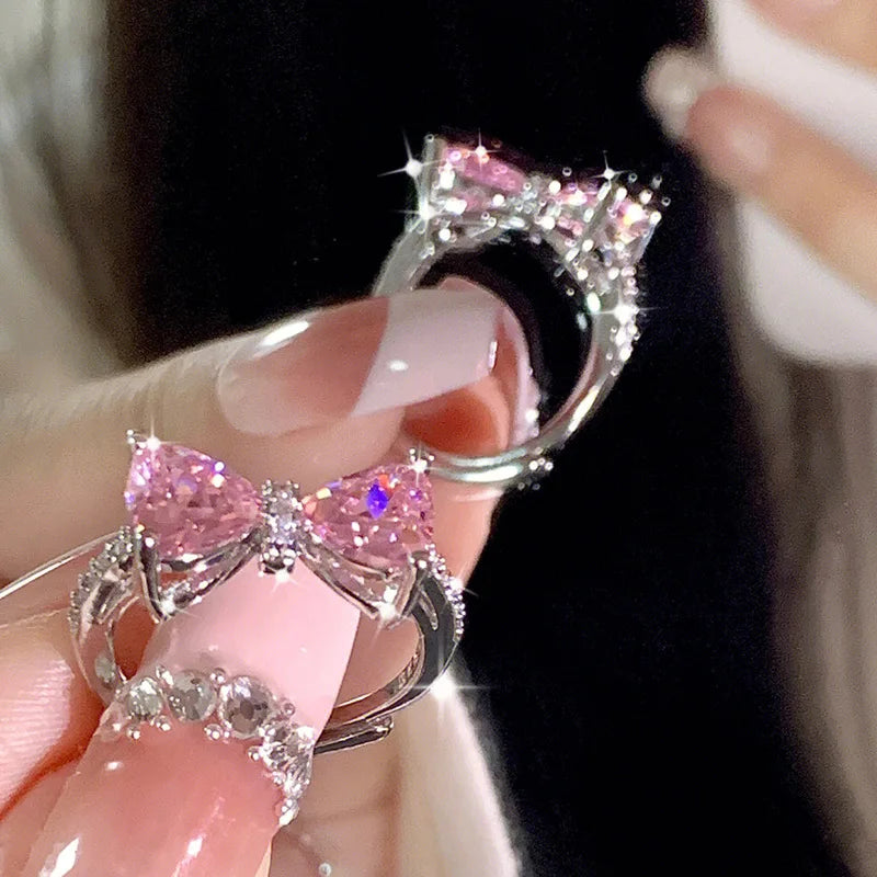 New Arrived Romantic Lovely Pink Bowknot Design, Female Exquisite Jewelry.