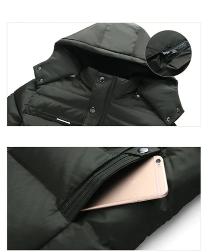 Men -15 Degree Thicken Warm Parkas Hooded Fleece Men Jackets.