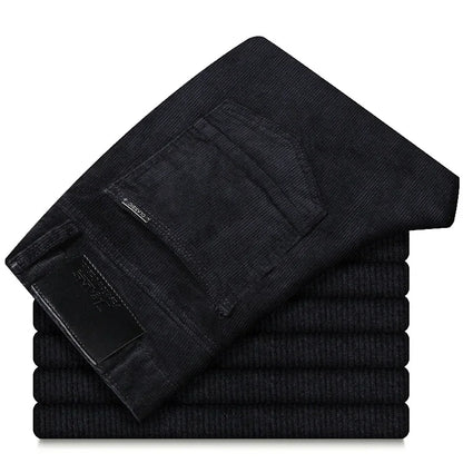 6 Color Men Corduroy Casual Pants, 2022 Autumn Winter New Style Business, Fashion Stretch Regular Fit Trousers Male Clothes.