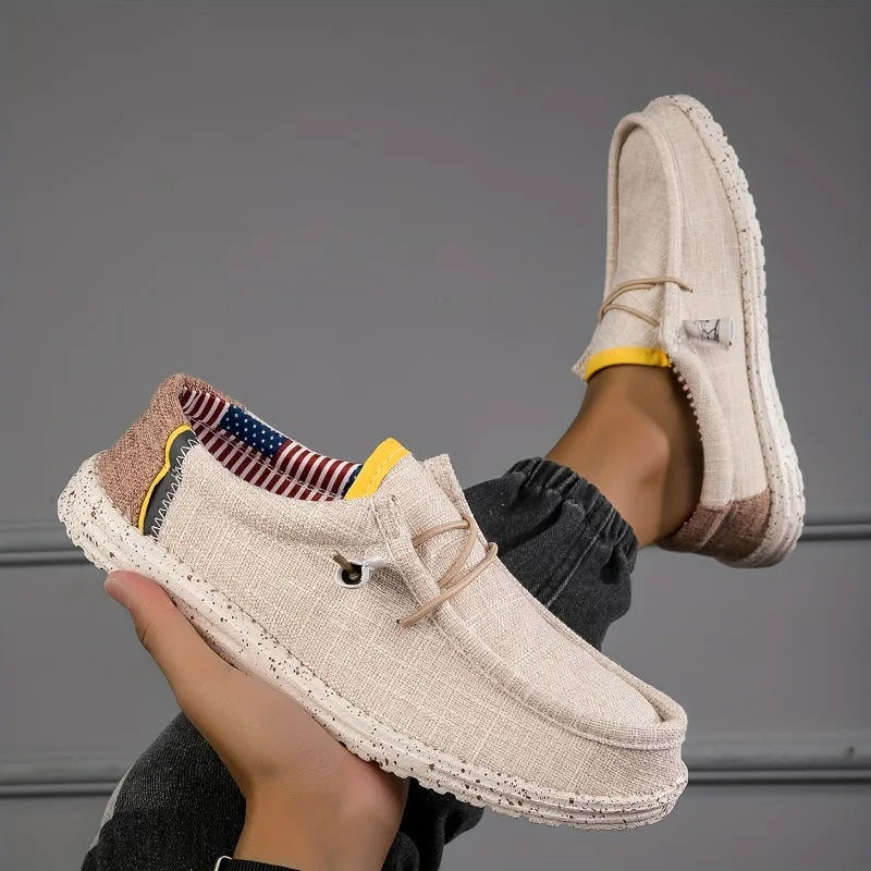 Men Shoes Canvas Loafers, Comfortable Breathable Men Casual Shoes, Driving Shoes Flat Walking Shoes.
