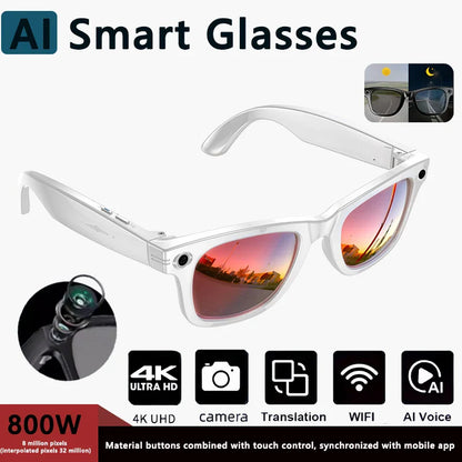 2025 NEW 800W Pixel UHD Camera Smart Glasses, Video Recording, AI Photo Recognition, Answer Translation, Bluetooth Call Sunglasses.