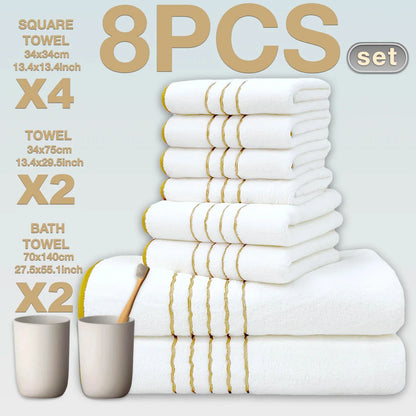8pcs Luxury Hotel High Quality Cotton Bath Towel Set, Quick-Drying Set.