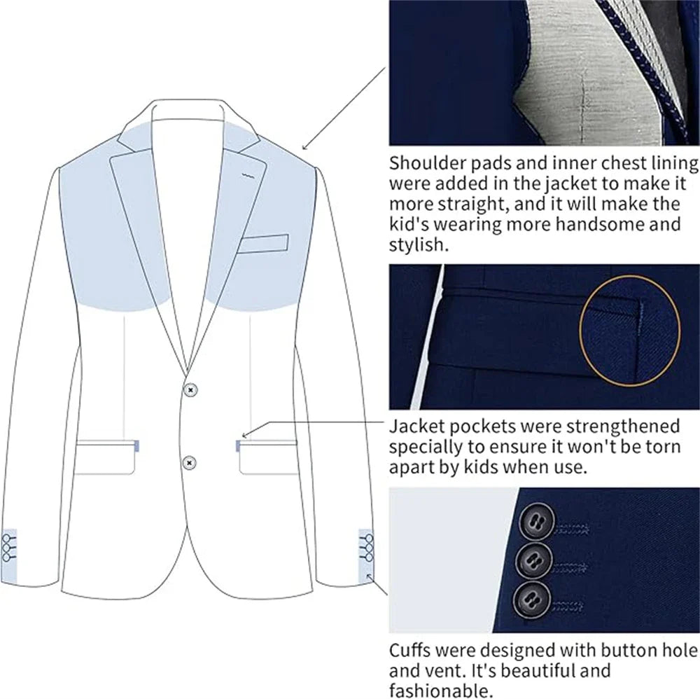 Black Suit Set for Kids 3-14 Yrs, Three Piece Formal Suit Set for, Communion Back to School.