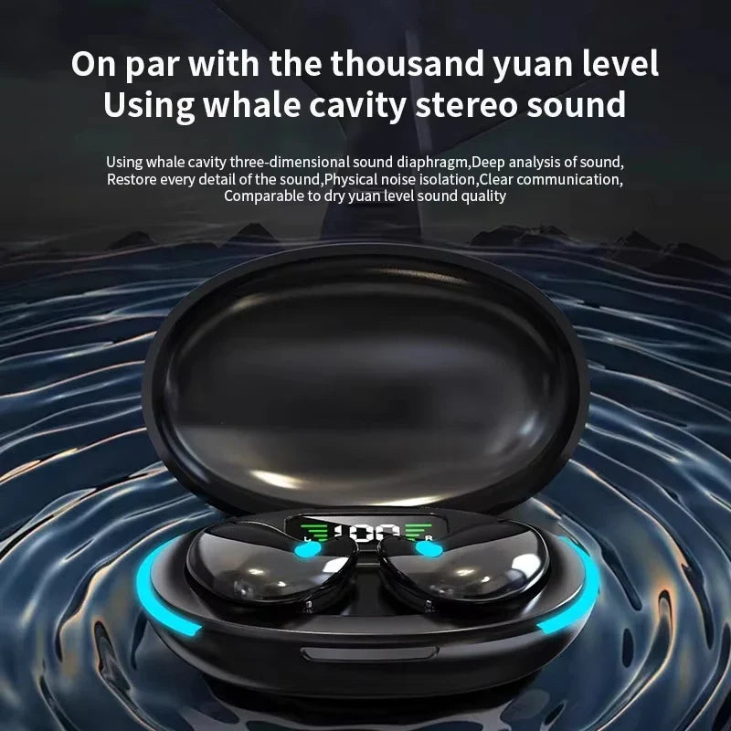 X55 Mini Earphone Stereo Hidden Headsets, with Mic HD Call Waterproof Sleeping Earbuds.
