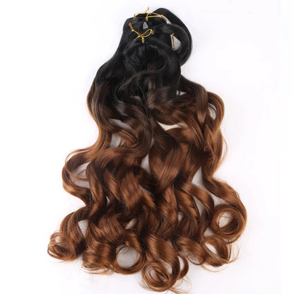 French Curly Crochet Braiding Hair - Ombre Spiral Curls - Pre-Stretched Synthetic Hair Extensions