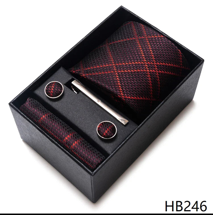 8 cm Wide Tie Sets Blue Solid Men's Neck Tie Handkerchief Cufflinks Clip Gift Silk Handmade