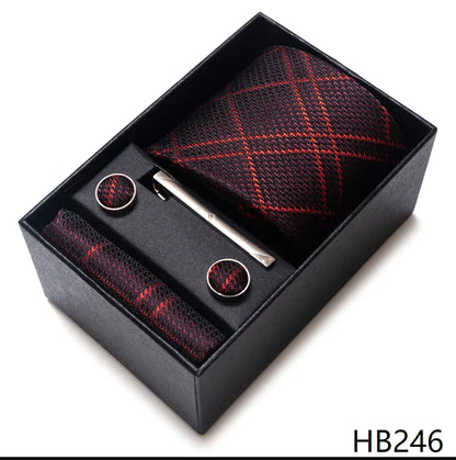 8 cm Wide Tie Sets Blue Solid Men's Neck Tie Handkerchief Cufflinks Clip Gift Silk Handmade