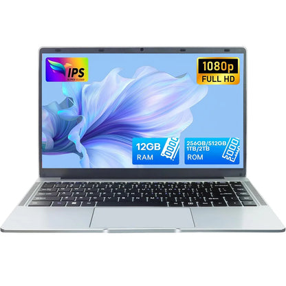 14.1" Ultra Slim Windows 11 Pro Laptop Computer, intel Atom A3950 12GB RAM, 1TB 2TB SSD Notebook, PC 1080P HD Office Study Laptops.