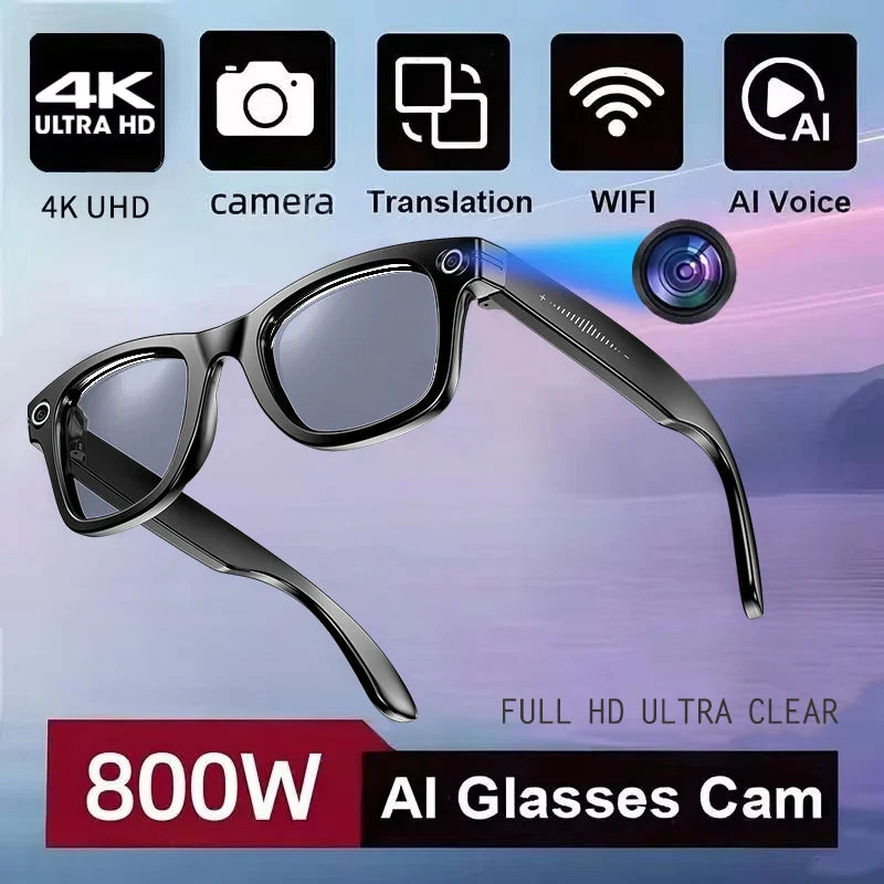 New 800W Camera AI Glasses, Color-Changing Smart Translation Glasses, Photo, Video Recording, Waterproof, Call Smart Sunglasses.