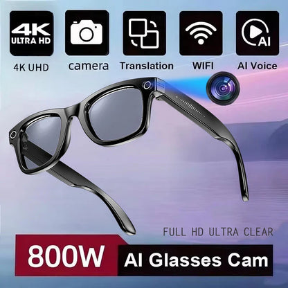 New 800W Camera AI Glasses, Color-Changing Smart Translation Glasses, Photo, Video Recording, Waterproof, Call Smart Sunglasses.