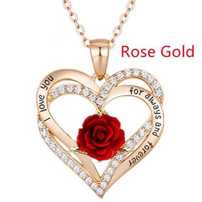 Fashion Income Rose Flower Pendant Necklace, Anniversary Party Accessories, Birthday, Mother's Day, Jewelry Gifts  Mom  Ladies  Girls.
