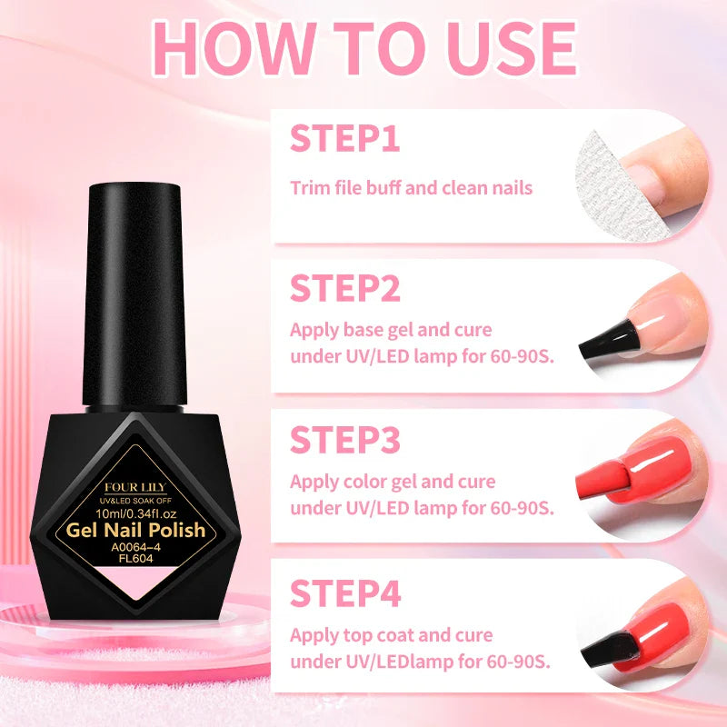 10pcs 10ml Gel Nail Polish Set, HEMA TPO Free, Red ,Coffee Brown, Semi Permanent Soak Off ,UV Gel Varnish For Winter Nail Supplies.