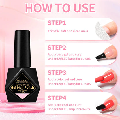 10pcs 10ml Gel Nail Polish Set, HEMA TPO Free, Red ,Coffee Brown, Semi Permanent Soak Off ,UV Gel Varnish For Winter Nail Supplies.