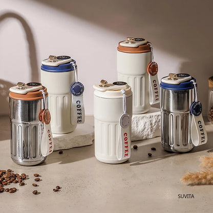 Intelligent Digital LED Temperature Display Coffee Cup, Stainless Steel Thermos Bottle, Keeps Cold and Heat Mug.
