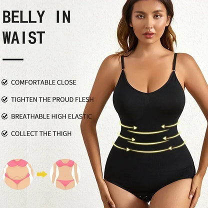 1 Piece Solid Seamless Brief Shaping Shapewear Bodysuit, Tummy Control Butt Lifting Women's Underwear.