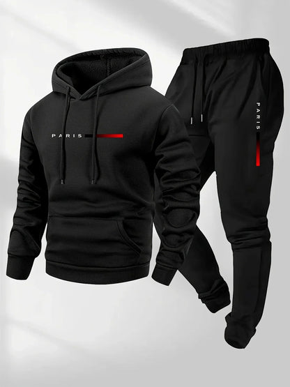 2025 letter printed sportswear set men hooded sweatshirt long pants.
