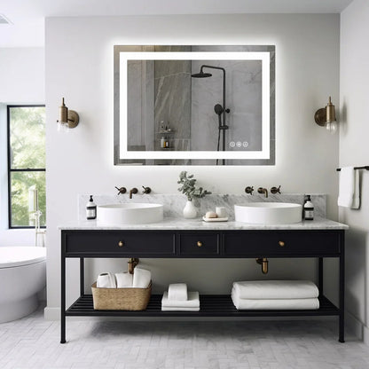 36"x 24"LED Bathroom Vanity Mirror for Wall, Memory Function, Tempered Glass  Front Light, and Backlit For Living Room.