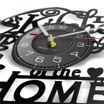 The Kitchen The Heart Of The Home Inspired Vinyl Record Clock, Modern Design Wall Decor Noiseless.