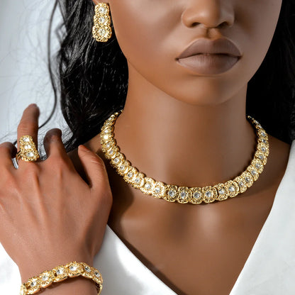 Luxury Quality Jewelry Set For Women Pearl Necklace Bracelet Ring Earrings.