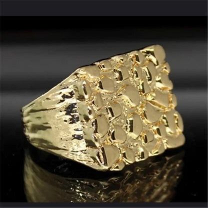 Men Uneven Bumpy Luxury Gold/Silver Rings, Square Delicate Men Accessories.