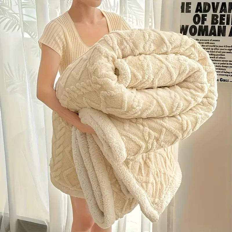 1pc Jacquard Sherpa Weighted Blanket, 8lbs for Adults- Soft, Warm, and Thickened Blanket Cozy Soft.