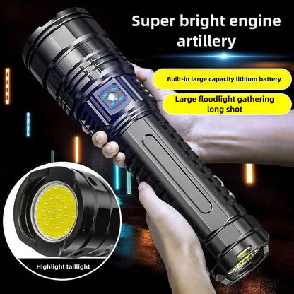 10000W Built-in Battery Flash Light Emergency Spotlight,9km 990000000LM Most Powerful Flashlight Tactical Torch 25000mah.