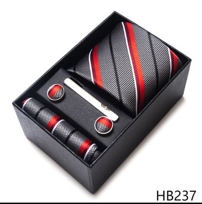 8 cm Wide Tie Sets Blue Solid Men's Neck Tie Handkerchief Cufflinks Clip Gift Silk Handmade