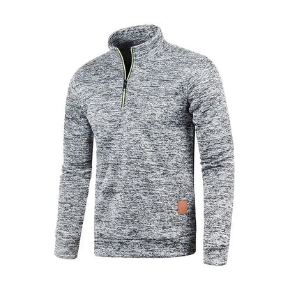 Men Sweatshirts Thicker Half Zipper, Pullover Solid Color Turtleneck.