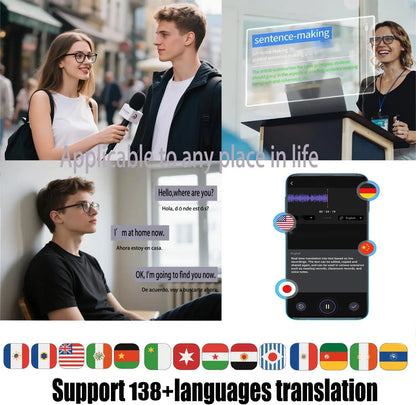 AI Translation Smart Glasses, with photochromic lenses, support 160+ languages real-time translation.