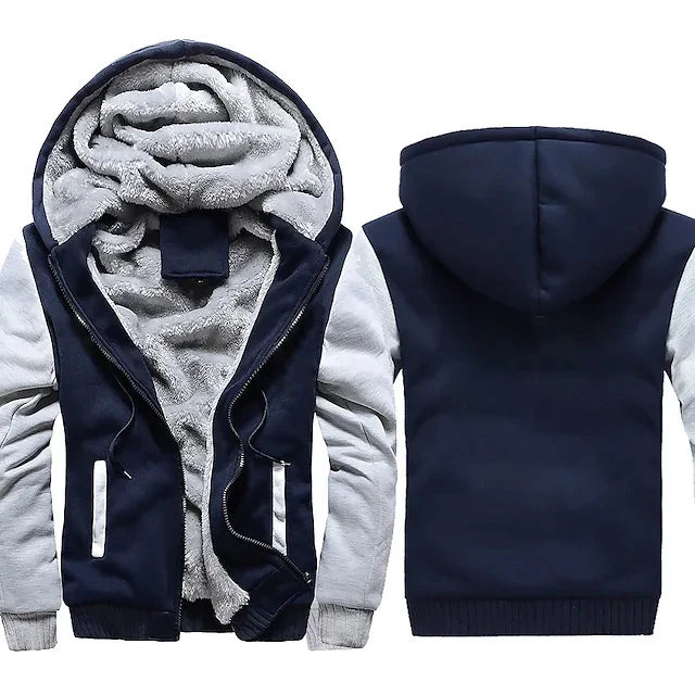 Men's Jacket Winter Camouflage Fleece Thicken Hooded Jackets, Casual Zip Up Hoodies Streetwear Coats.